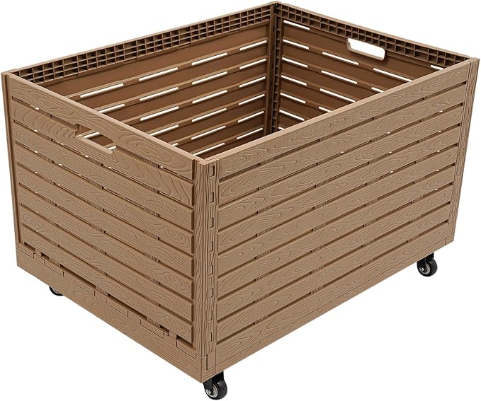 Collapsible Rolling Crate on Wheels,Heavy Duty Foldable Storage Bin,440lbs Capacity Plastic Furniture Moving Dolly Cart for Travel Shopping (1PCS)