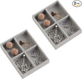 Frebeauty Small Jewelry Trays for Drawer,2 Pack 4 Grid Earring Organizer | Jewelry Display for Rings Stud,Jewelry Box Inserts,Drawer Inserts,Adjustable Dividers,Earring Organizer,Stackable,Mini Size