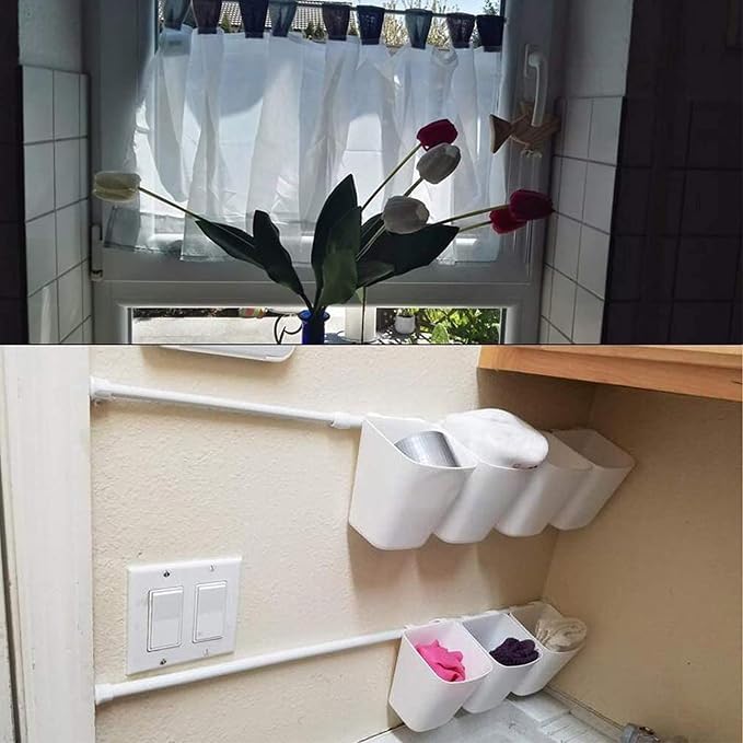 KXLife Spring Tension Curtain Rod Adjustable 28-49”, 2 Pcs, Black | No Drilling, Expandable Spring Loaded, Suitable for Shower, Kitchen, Wardrobe, Doorway