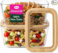 Large Glass Food Storage Containers with Clear-Top Bamboo Lids – 87Oz 2 Pack Plastic Free Glass Meal Prep Containers for Lunch, Eco Friendly Airtight Food Storage, Microwave & Oven Safe (87.7 Fl Oz)