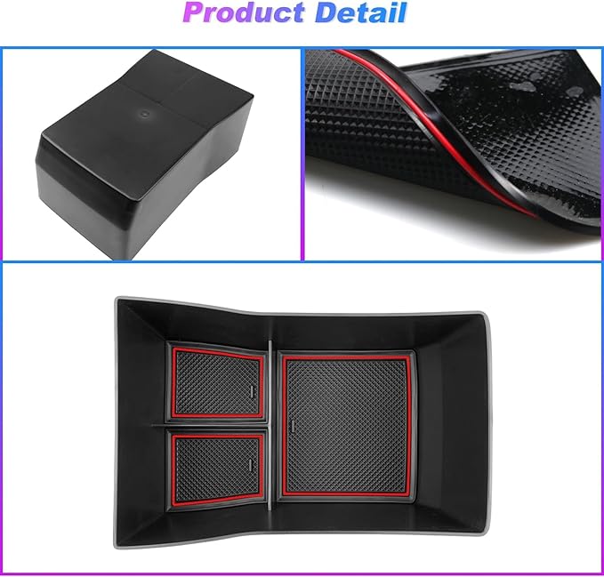 SXCY Fit for 2024 Hyundai Kona Console Armrest Organizer Tray for 2024 Hyundai Kona SEL Conv./ N-line Limited Accessories Armrest Storage Box for 2024 Kona Center Console Organizer Fit 2024 Kona Red