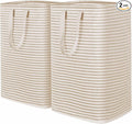 Lifewit 2 Pack Laundry Basket 80L Each, Collapsible Clothes Hamper with Reinforced Handles, Freestanding Waterproof Design for Bedroom and Laundry Room, Beige 160L Total