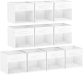 DIMJ Storage Cubes, Cube Storage Bin, 10 Pack Foldable Storage Cubes with Window, Closet Storage Bins with Handle, 11x 11 inch Storage Cubes for Clothes, Toys, Books (White)