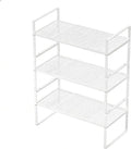 Expandable Kitchen Shelf Organizers, Kitchen Cabinet Organizer Stand Rack Organization for Countertop Cupborad Pantry, White 3 Pack