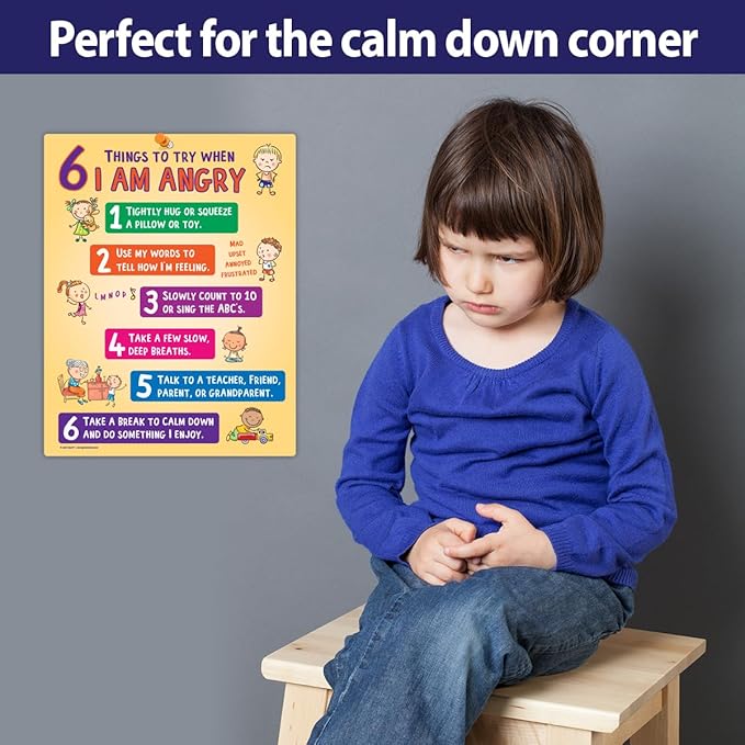 ZOCO – Behavior Management Chart (5-Pack) – Anger Control & Coping Tools for Kids – Home & School Calm Down Corner Supplies – Laminated Card with Magnets, 8.5" x 11"