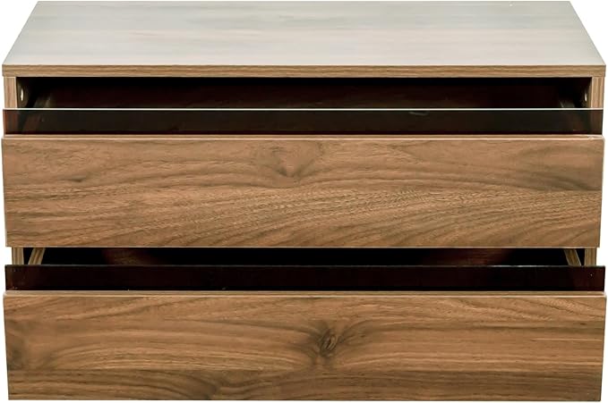 roomfitters Stackable Mounted Storage Cabinet with 2 Drawers, Wooden Organizer Shelf for Living Room, Bedroom, or Office, Walnut