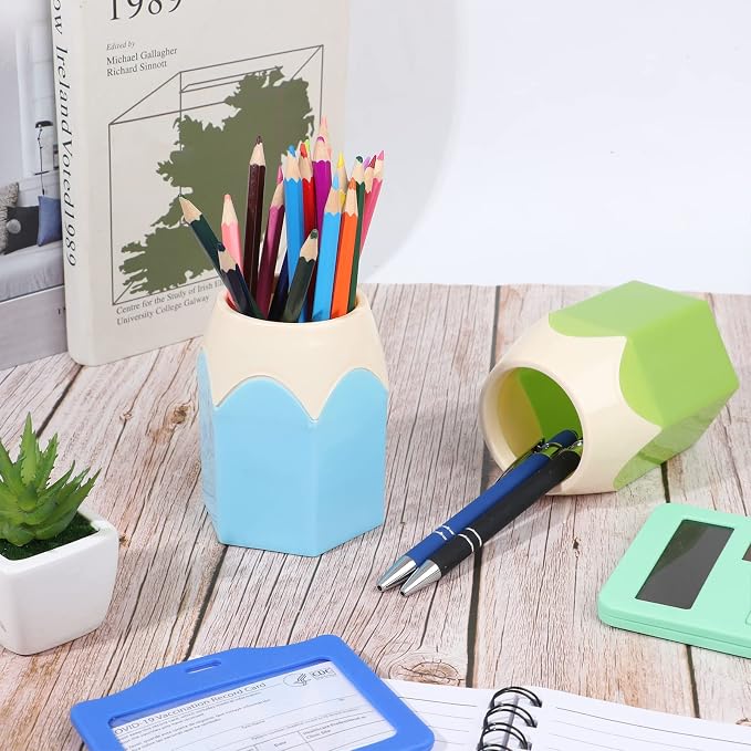 4-Piece Desktop Pen Cup Organizer - Cute Pencil Holders, Makeup Brush Container, Creative Stationery Storage for Office & Home Decoration