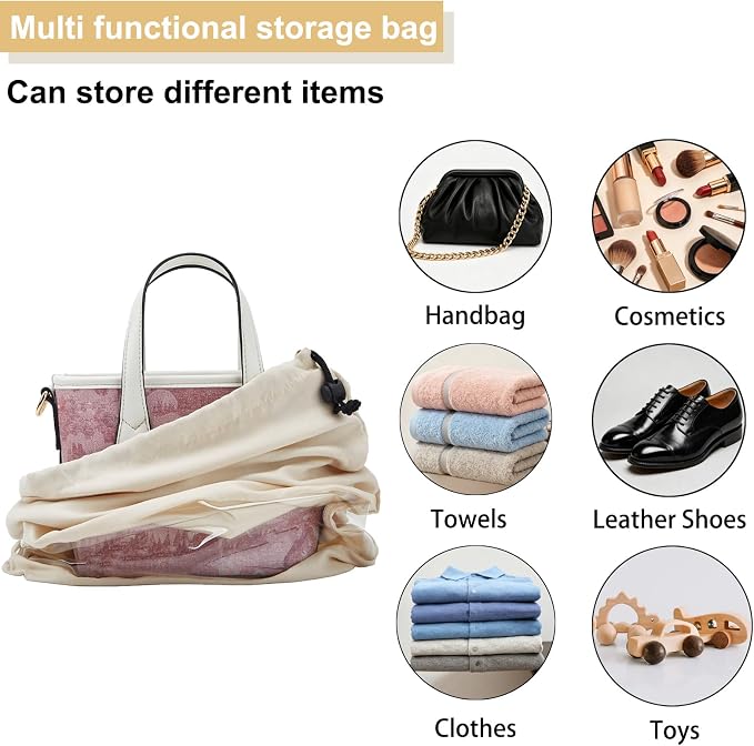 4 Pcs Shoe Bags for Travel with Clear TPU Window, 13.8"x17.7" Dustproof Travel Shoe Bags, Drawstring Travel Shoe Storage Bags for Men & Women (Beige)
