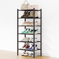 Smiry Small Bamboo Shoe Rack, 6 Tier Free Standing Wooden Shoe Organizer, Stackable Wood Shoe Storage Shelf for Closet, Entryway, 12 Vertical Slats, 2+2+2 Stack Standard Legs, 17.3"x11"x39", Brown