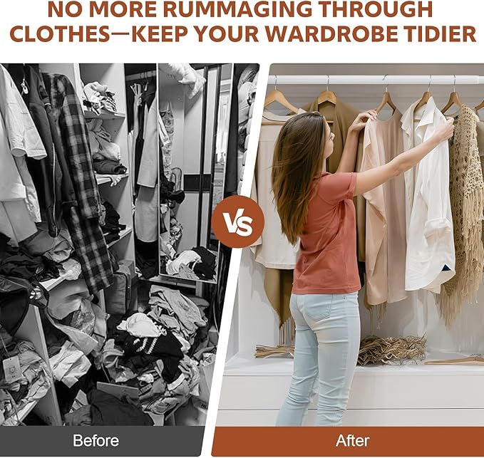 Closet Rods for Hanging Clothes, 17-84 Inch Stepless Adjustable Closet Rod, 1.3 Inch Heavy Duty Metal Clothes Hanging Rod, Expandable Closet Bar Hanger Rod for Closet Wardrobes Laundry RV White