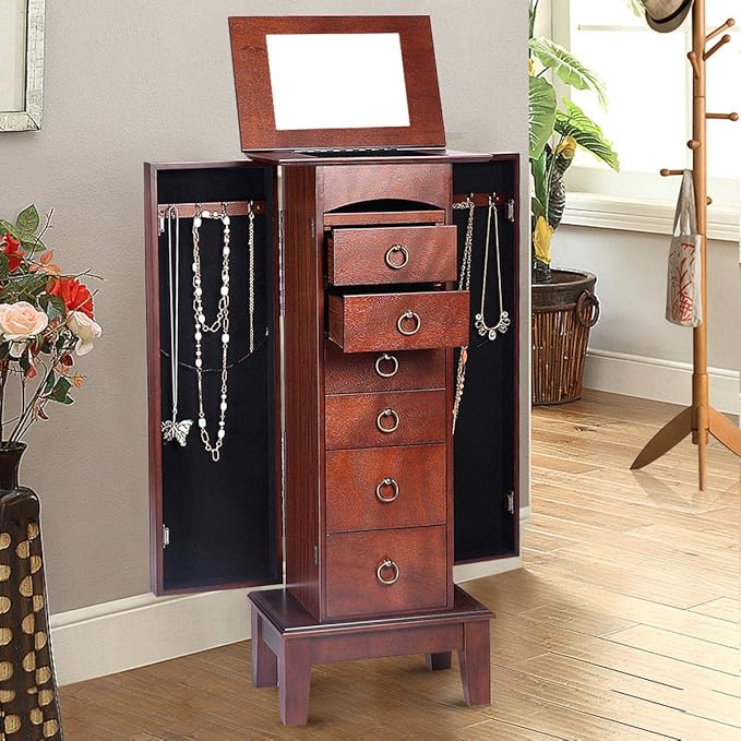 Cabinet Armoire Storage Box Chest-Stand Organizer Jewelry Wood