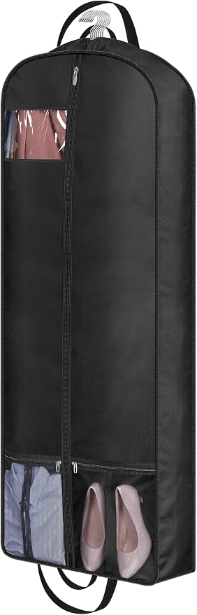 MISSLO 60" Garment Bags for Travel 6" Gusseted Dress Bags for Gowns Long 4 Handles Hanging Clothes Travel Bag with Pocket for Gowns, Suits, Coats
