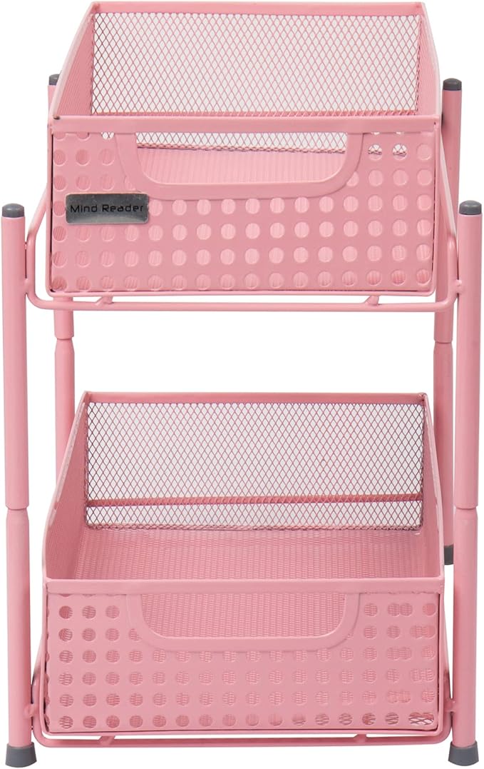 Mind Reader Accessory Organizer, Supply Storage, Desktop, Crafts, Office, Metal Mesh, Pink