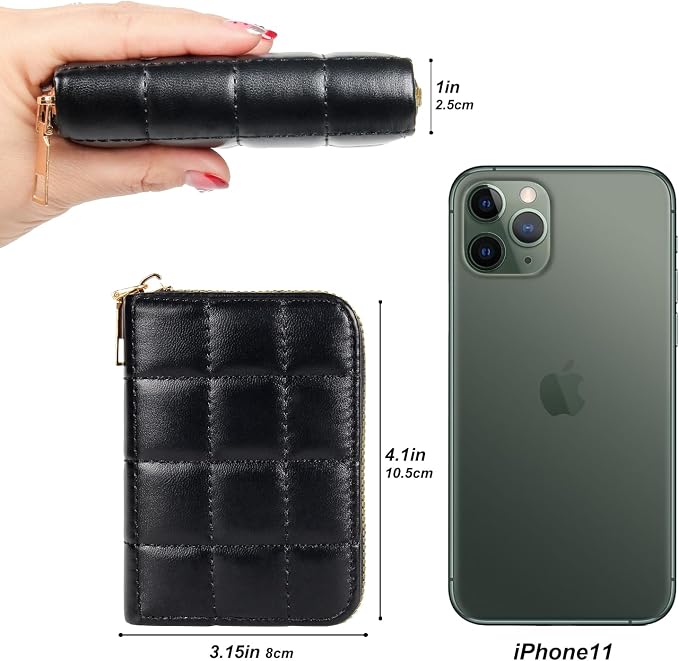 Credit Card Wallet, RFID Card Case Wallet, Zipper Card Cases Holder for Men Women, RFID Blocking, KeyChain Wallet, Compact Size Card Organizer Case for Women