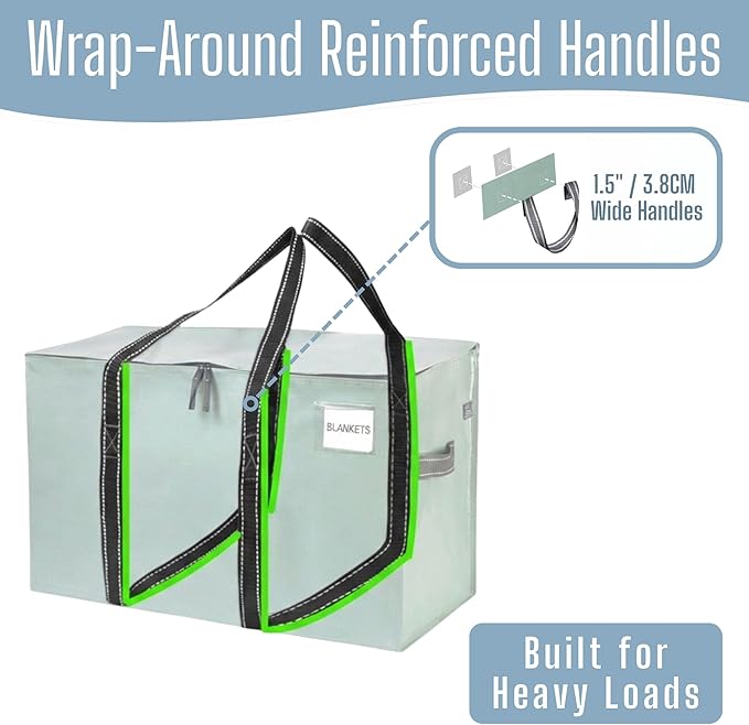 VENO 10 Pack Heavy Duty Moving Bags, Extra Large Storage Bags with Reinforced Handles & Strong Zippers, Foldable & Reusable Moving Box Alternative for Clothes & Dorm Storage