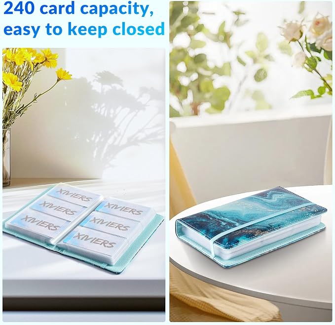 Pu leather business card organizer， 240 Capacity business card holder organizer，Credit card holder for women and men