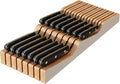 In-Drawer Knife Block Organizer - Bamboo Wood Drawer Knife Organizer-Protecting Knife Organizer Block (Not Included) (White, 15 Knives Dock)