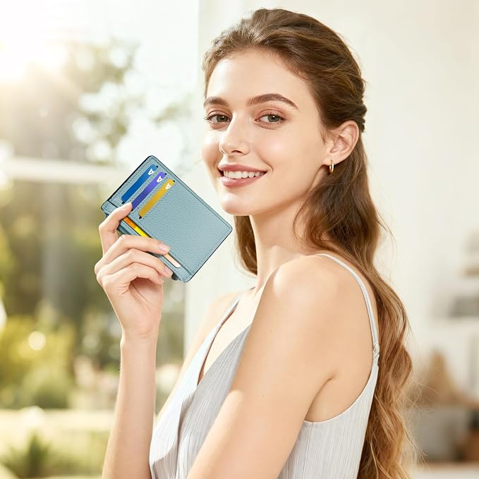 Tipmile Womens Credit Card Holder Wallet, Small Slim RFID Blocking Sleeve | Mini Tiny Cute ID Case, Minimalist Zipper Pocket Wallet, Thin Coin Purse, Mothers Gift