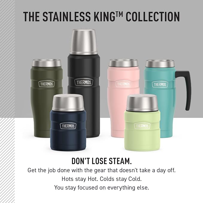 THERMOS Stainless King Vacuum-Insulated Food Jar, 24 Ounce, Matte Pink