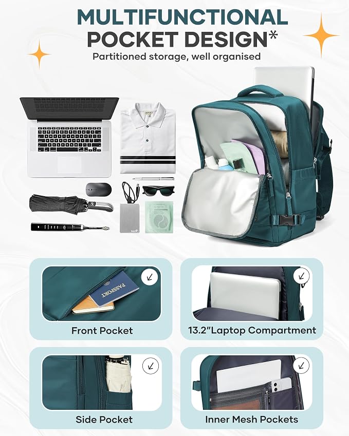 coofay Travel Backpack Carry on Flight Approved Mochila De Viaje Carry on Backpack for Airplanes Spirit Airlines Personal Item Travel Bag Traveling Backpack for Women Men Travel Essentials
