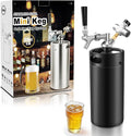 Hgkeke128OZ Mini Keg Growler,Stainless Steel Beer Keg Tap System Portable Draft Beer Dispenser to Keep Fresh and 55PSI CO2 Pressure Growler Carbonation, Beer Tap System for Homebrew,Camping,BBQ(Black)