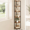 Hzuaneri Corner Shelf Stand, Corner Bookshelf, Storage Standing Shelf Unit with Metal Frame, Plant Stand, Bookcase for Living Room, Home Office, Bedroom, 6-Tier Rustic Brown CS06001B
