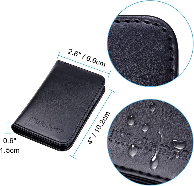Wisdompro Business Card Holder, 2-Sided Folio Name Card Case | PU Leather Credit Card Holder Wallet with Magnetic Shut, Ultra Slim and Thin, for Business Cards & ID Cards, Men and Women