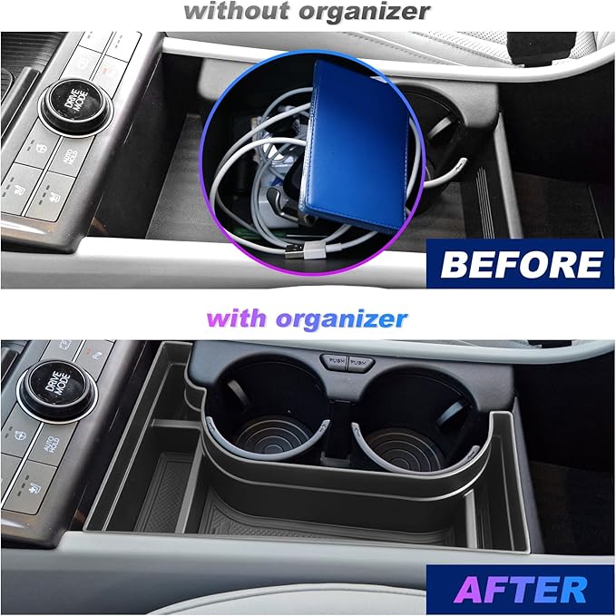 SXCY for 2024 2025 2026 Hyundai Kona EV Center Console Organizer for 2024-2026 Hyundai Kona EV Accessories Cupholder Oragnizer Tray for 2024-2026 Kona EV Console Organizer [Only Fit 24 25 26 Kona EV]