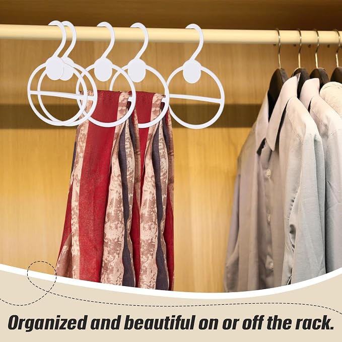 FoldTier 50 Pcs Scarf Hanger Plastic Holder Organizer Space Saving Scarf Organizer Clothes Hanger for Scarves Headscarves Clothing Sorting Storing (White)