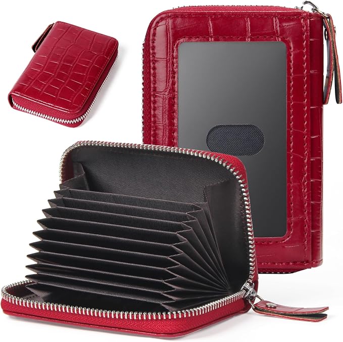 Credit Card Wallet, RFID Card Case Wallet, Zipper Card Cases Holder for Men Women, RFID Blocking, KeyChain Wallet, Compact Size Card Organizer Case for Women