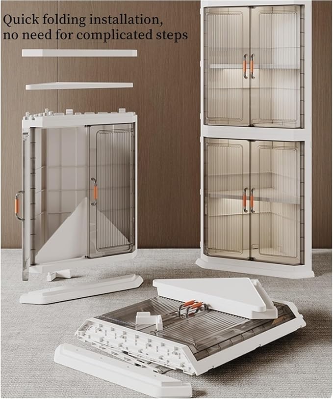 Triangular Storage Cabinets Large Capacity Storage Racks Plastic Foldable Box Multifunctional Corner Cabinet Display Cabinet Dust-Proof Racks for Living Rooms Practical(110cm)