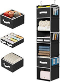 Univivi 6 Shelf Hanging Closet Organizer and Storage with 4 Removable Drawers & 6 Side Pockets,Wardrobe Clothes Organizer,Closet Hanging Shelves,Hanging Storage Organizer,Foldable