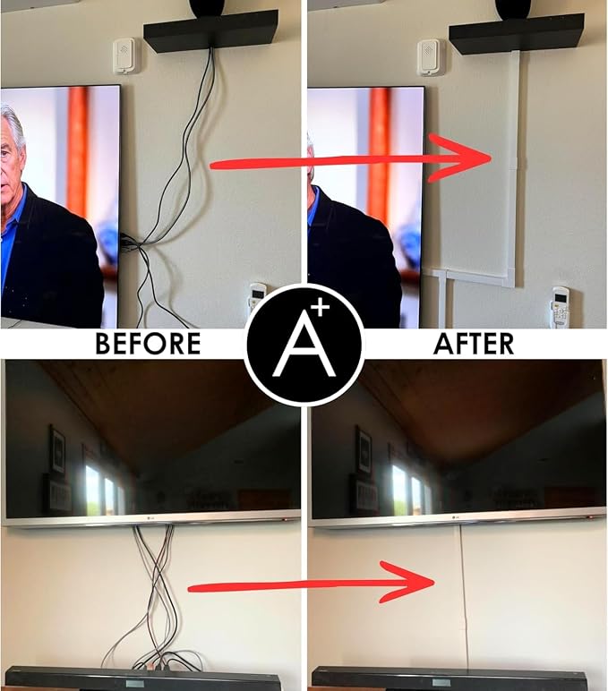 Custom Cable Raceway Kit - 4 FT Long Sections (1" x 0.63") Cord Cover Wall - Pre-Applied Adhesive Wire Hider for TV on Wall - Build Your Own Cable Management System