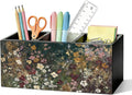 Vintage Floral Pen Pencil Holder for Desk, Moody Cottagecore Botanical Flower Wooden Box Sign Organizer for Home Room Office Bedroom Desk Accessories Tabletop Decorations