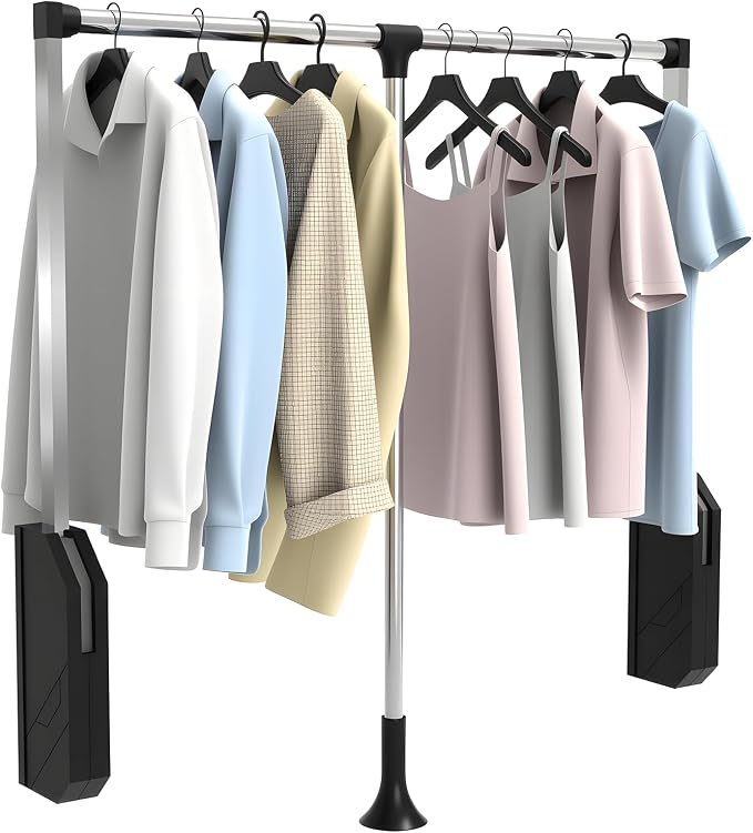 Pull Down Closet Rod Stainless Steel 35"-48"Adjustable 60 lbs | Wardrobe Lift Rail Rod,Side & Back Mounted Closet Pole for Waredrobe & Hanging Clothes,with Hydraulic System
