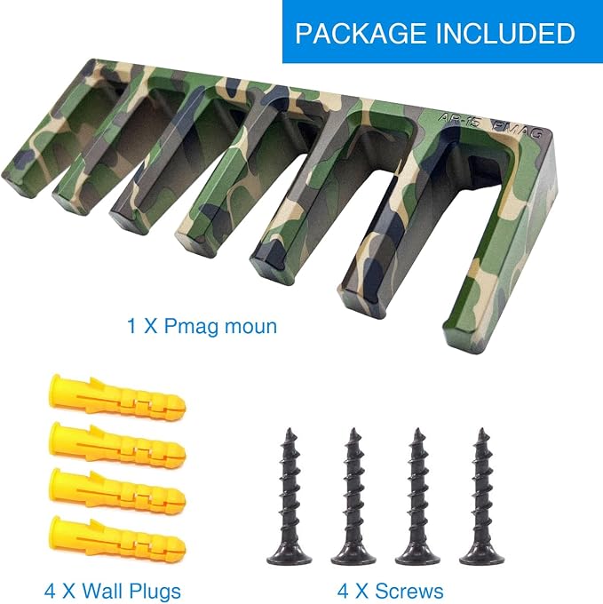 Solid ABS 6X Standard PMAG Wall Mount, Mag Holder, Home Magazine Storage Rack