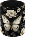 Leather Pen Holder for Desk, White Butterfly Pencil Cup Pen Organizer Makeup Brush Holder for Office Home Kids Countertop Desk Accessory Storage