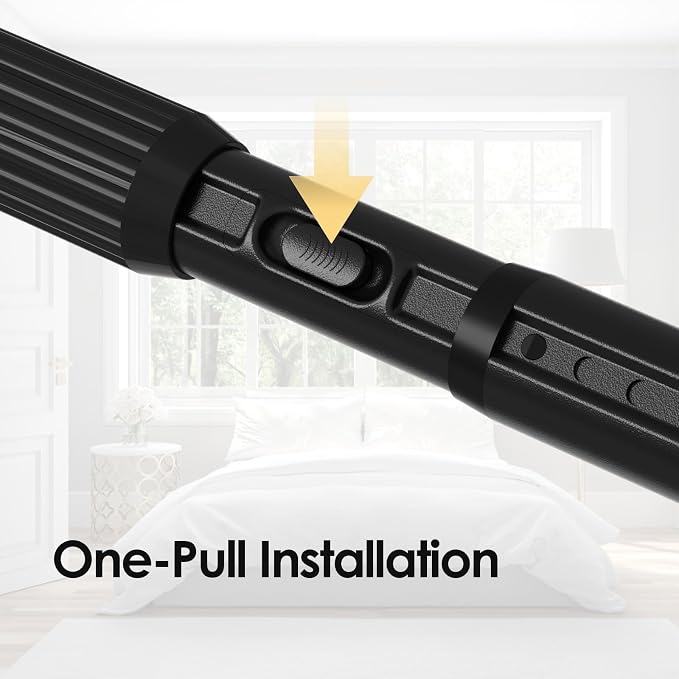 Black Tension Curtain Rod 41-126 In(4-10Ft), Extra Long Outdoor Curtain Rod No Drilling for Window or Bathroom Patio, Adjustable Heavy Duty Shower Rod,Rod Diameter 1.26In (2Pack)