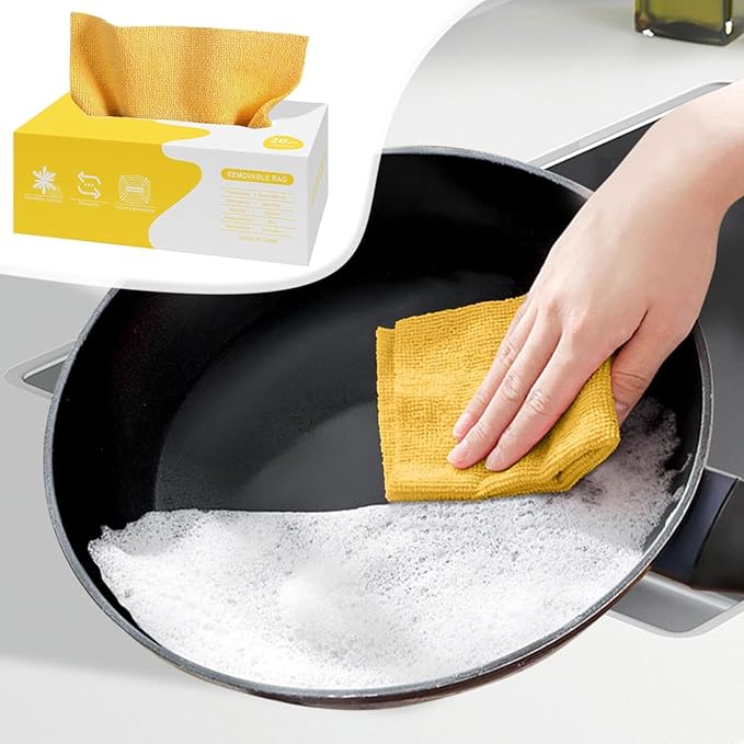 Microfiber Cleaning Cloths in Box, 20 Pack Extract Towels, Lint Free Reusable Rags for Household Kitchen Cleaning, Ultra Absorbent Multi-Purpose Wipes for Car Wash Detailing (05)