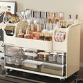 Large Makeup Organizer for Vanity - Perfume Cosmetic Display Cases | Skincare Organizers with 2 Drawers for Bathroom Dresser Desk, Easy to Store Brush Eyeshadow Lipstick Beauty Supplies, Cream