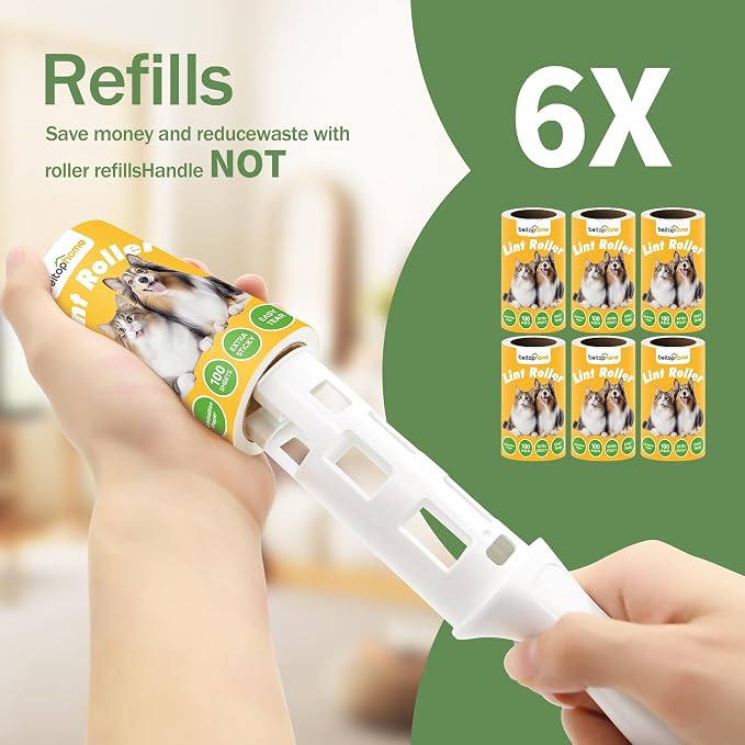 Lint Roller Refills for Pet Hair, 600 Sheets, Standard Size | Extra Sticky Replacement Rolls for beitophome Handles, No Handle