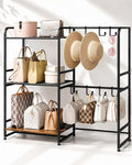 Large Purse Organizer, 3-Tier Purse Rack, Wall Mount or Freestanding | Stores handbags, totes and purses with 12 hooks, Adjustable layout keeps bags visible, freestanding or wall mounted organizer
