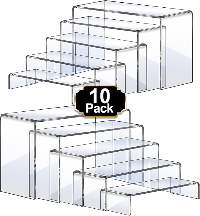 Aheroi Acrylic Risers Display Stands, Acrylic Stands for Display 10Pcs 2Set | Riser Display Shelf Clear Display Stands Set, Dessert display Shelves, Food Table Cupcake Stand Display Case(7"L~8"L~9"L)