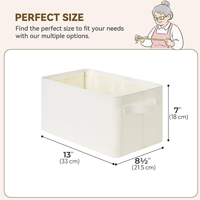 GRANNY SAYS Storage Bins for Closet, Linen Closet Organizers and Storage Baskets with Metal Frame, Shelf Storage Bins for Organizing Living Room, Bedroom Wardrobe, Foldable, Sturdy, Beige, 2-Pack
