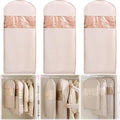 3PCS Space Saving Hanging Garment Bag with Self Compression Zipper, Compression Space Saver Closet Storage Organizers, Dust Cover Clothes Bags for Down Coat (Pink,X-Large)