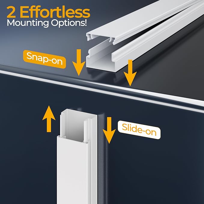 Cord Hider Kit, 113.4in Cord Covers for 2-4 Wires on Wall, Self-Adhesive Cable Hider Wire Covers for Cords on Wall, Paintable Cable Cover Raceway, Cord Hider for Walls Mount Tv, W0.95 H0.55in, White