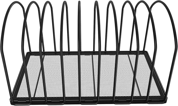 Simple Trending 9 Section Metal File Sorter Organizer, Black | Vertical Layout, Multi-Functional, Metal File Rack for Desk Home Office, 13.25"D x 8.25"W x 7.5"H