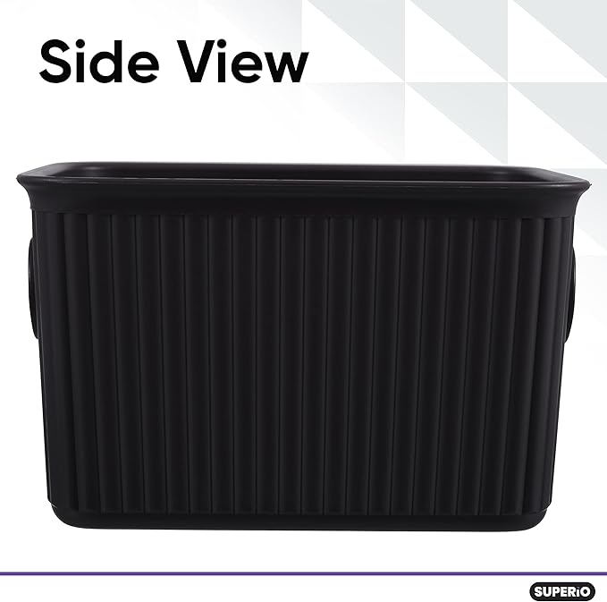Superio Ribbed Collection - Decorative Plastic Basket Open Home Storage Bins Organizer, Small Brown (1 Pack) Container Boxes for Organizing Closet Storage Bins for Shelves Drawer Shelf 1.5 Liter
