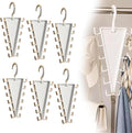 V Shaped Double-Sided Closet Organizer Hanger, 360° Rotating Multi-Layer Vertical Clothes Storage Rack with 12 Hooks, Space Saving Organizer for Hats, Scarves, Belts, Bags and Ties (6PC)