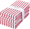 Stripe Kitchen Dish Towels With Hanging Loop - Boho Absorbent Festive Gift Set of 6 - Reusable 18x28 Inch Pantry Decor - Trendy Spring French Red